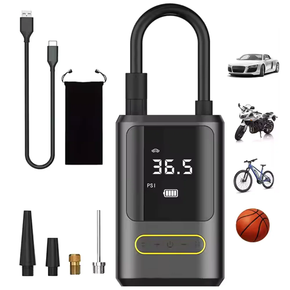 Compresor Auto Digital Wireless – 150 PSI, 18L/min, Powerbank 4000mAh, LED + SOS | Mașă, Bicicletă, Motocicletă, Mingi