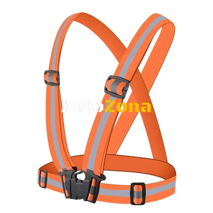 Bretele reflectorizante HQWear, Centură de semnal cu benzi reflectorizante, Elastic, Portocaliu