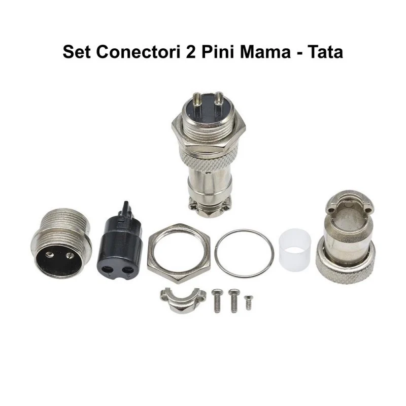 Set de conectori mama-tata din metal tip aviator 2 pini
