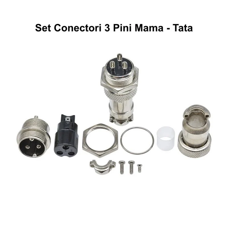 Set de conectori mama-tata din metal tip aviator 3 pini