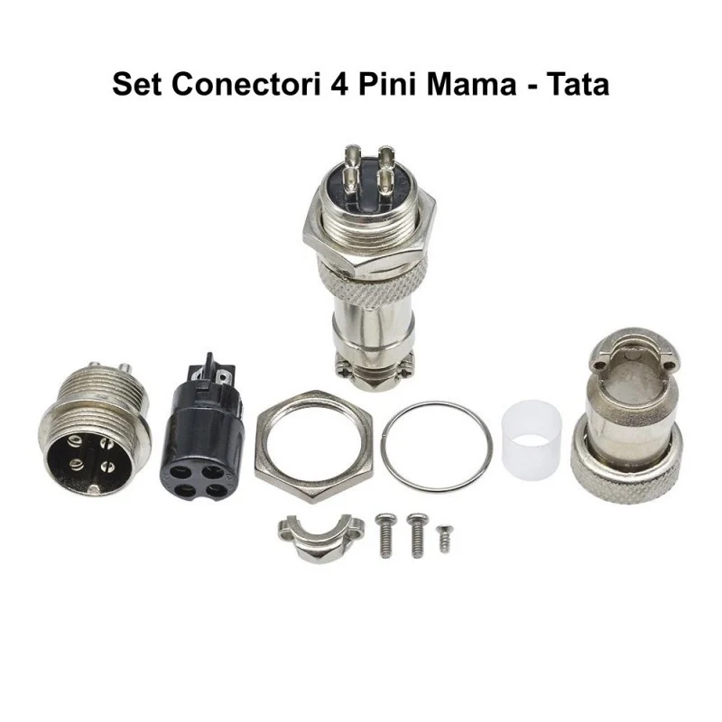 Set de conectori mama-tata din metal tip aviator 4 pini