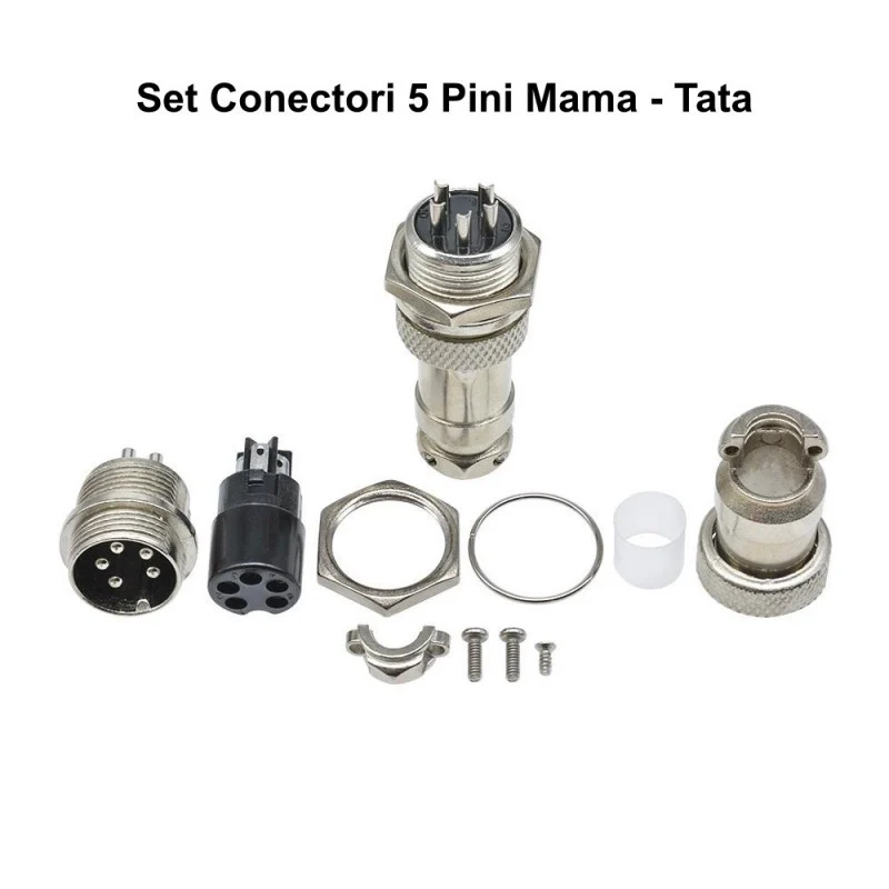 Set de conectori mama-tata din metal tip aviator 5 pini