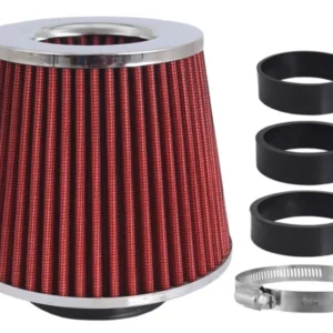 Filtru aer, conic 155x130x120 mm, roșu / crom, adaptoare: 60, 63, 70 mm