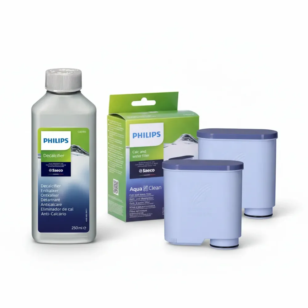 Set 2x Filtru AquaClean CA6903 + Decalcifiant Philips Saeco CA6700 – Îtntreținere Completă 6 Luni