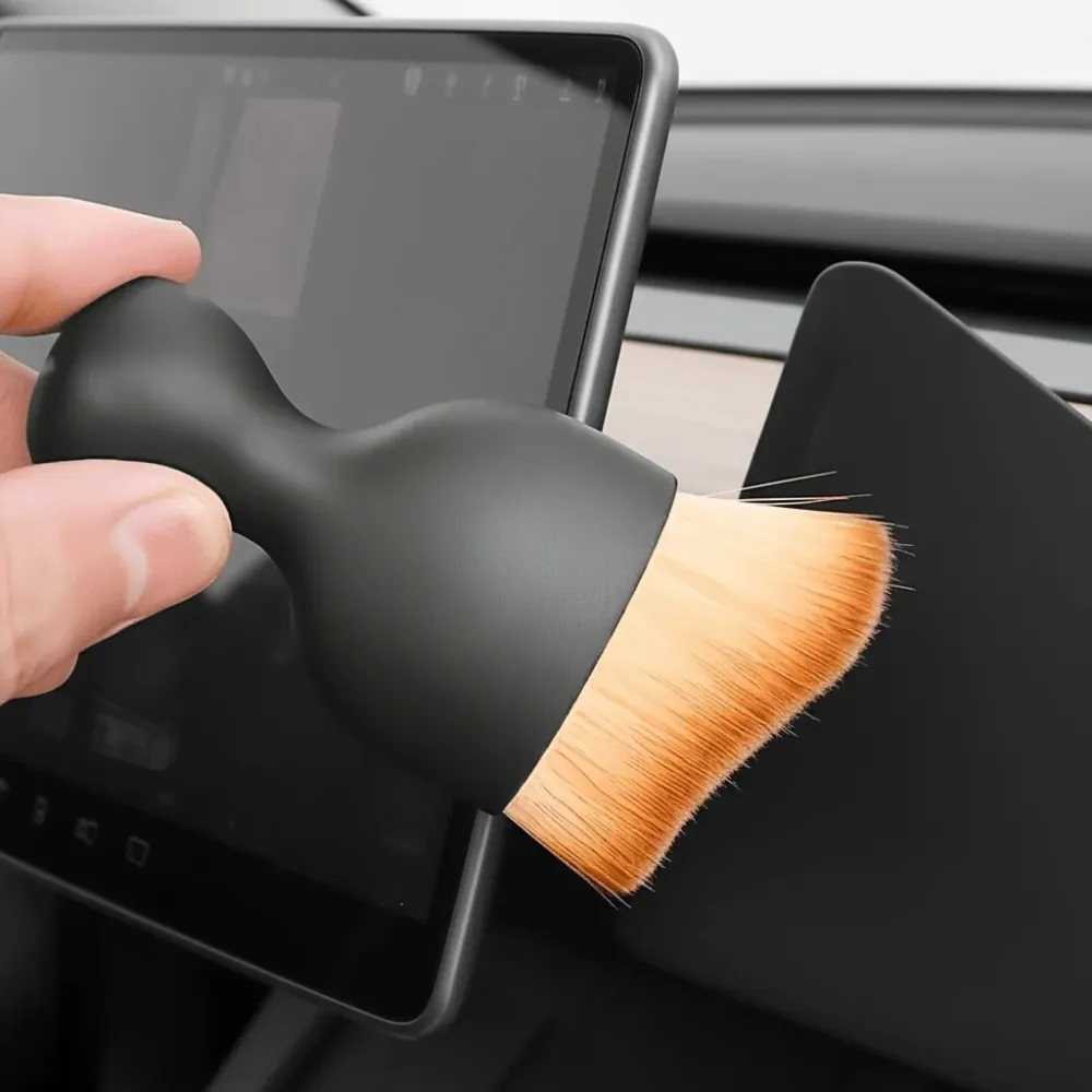 1pc Tesla și alte EV perie de curățare interioară, perie compactă moale de peri, consola centrală scaunelor auto, declanșa...